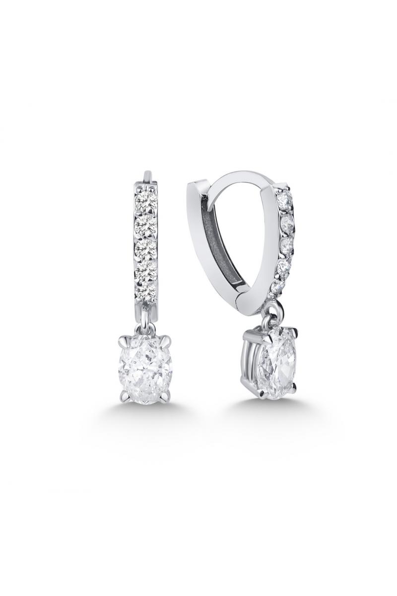 Pırlanta Tektaş Küpe 1,64 Karat Oval TD3600