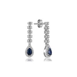 Gelin Seti Safirli Pırlantalı Küpe TD590