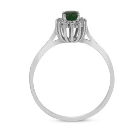 0,07 Karat Pırlanta Oval Zümrütlü Yüzük TD320