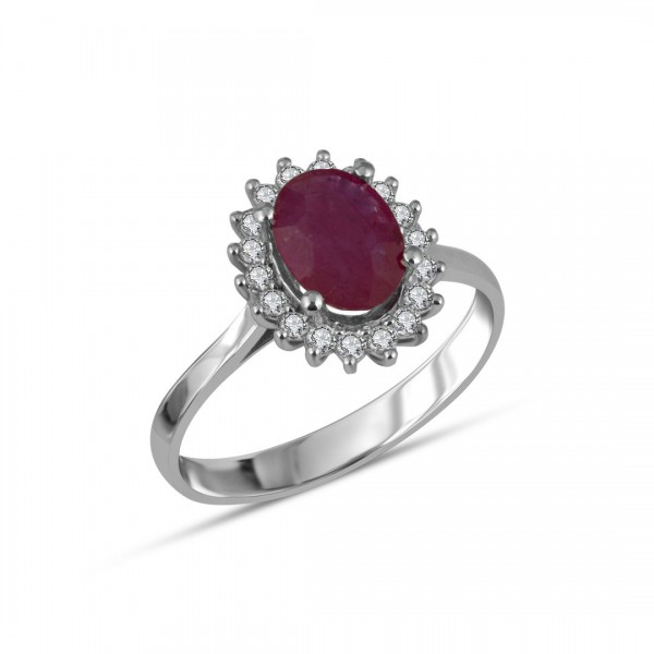 0,23 Karat Pırlanta Oval Yakutlu Yüzük TD470