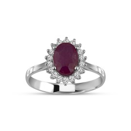 0,23 Karat Pırlanta Oval Yakutlu Yüzük TD470