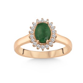 0,25 Karat Pırlanta Oval Zümrütlü Yüzük TD630