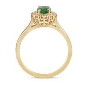 Pırlantalı Yeşil Kuvars Taşlı Yüzük Oval TD330