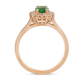 0,25 Karat Pırlanta Oval Zümrütlü Yüzük TD630