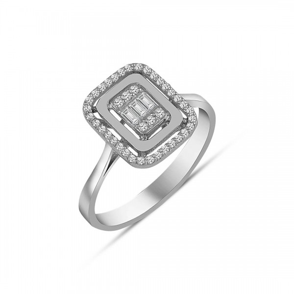 0,17 Karat Pırlanta Baget Yüzük TD280