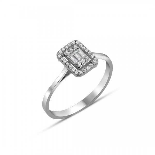 0.14 Karat Pırlanta Baget Yüzük