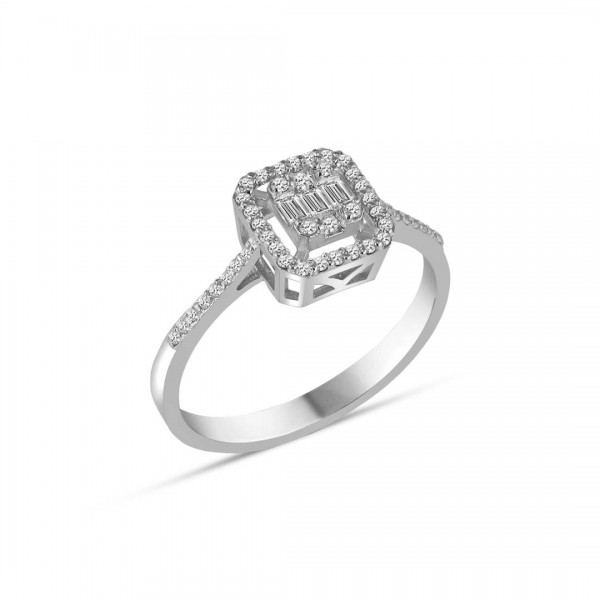 0.19 Karat Pırlanta Baget Yüzük