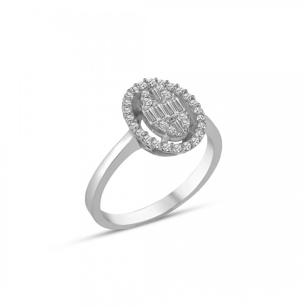 0.47 Karat Pırlanta Baget Oval Yüzük