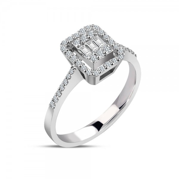 0,21 Karat Pırlanta Baget Yüzük TD340