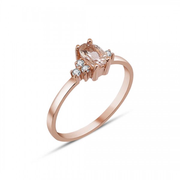 Morganitli Pırlantalı Yüzük TD240