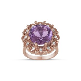 0,22 Karat Pırlanta Ametistli Yüzük TD575