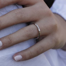 0,08 Karat Pırlanta Günlük Minimal Baget Yüzük TD130