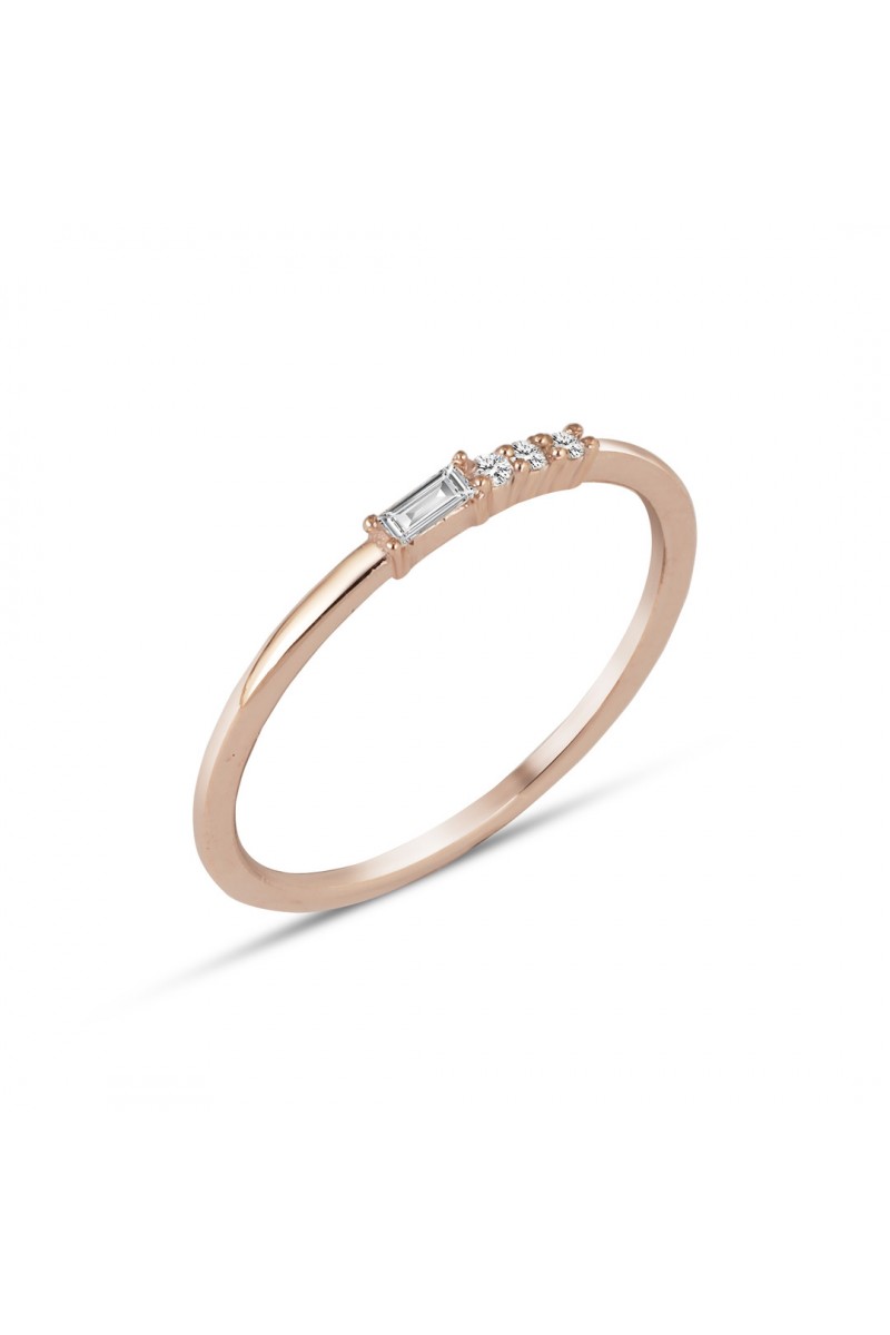 0,08 Karat Pırlanta Günlük Minimal Baget Yüzük TD130