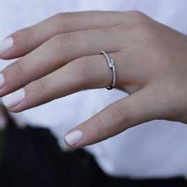 Günlük Minimal Pırlantalı Baget Yüzük  TD160