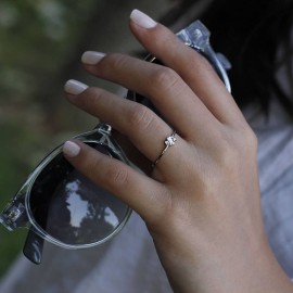 0,08 Karat Pırlanta Günlük Minimal Baget Yüzük TD135