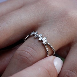 Günlük Minimal Pırlantalı Baget Yüzük  TD300