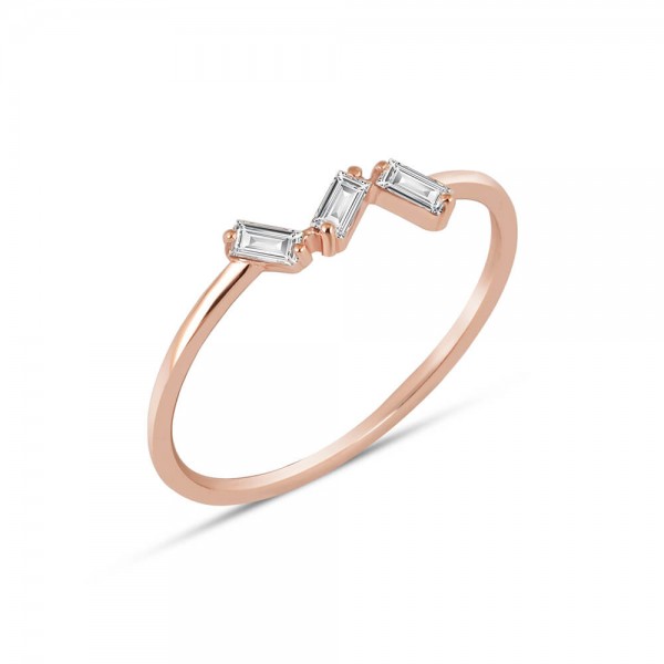 Günlük Minimal Pırlantalı Baget Yüzük TD140   