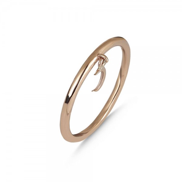 8 Ayar Altın Günlük Minimal Hilal Sallantılı Yüzük