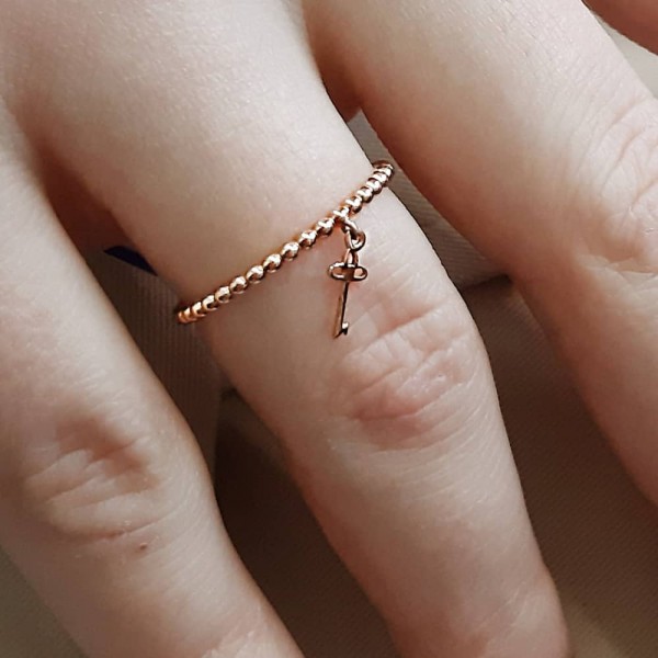 8 Ayar Altın Anahtar Sallantılı Yüzük TD65