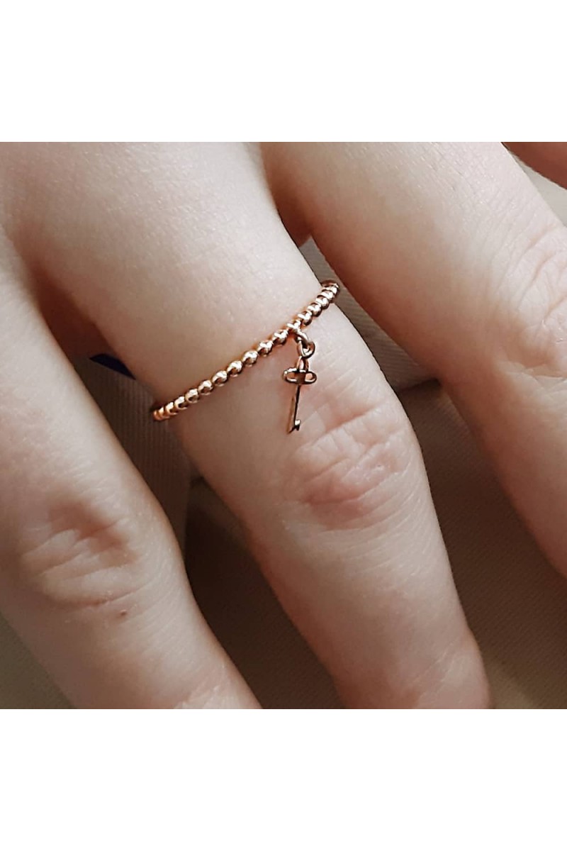 8 Ayar Altın Anahtar Sallantılı Yüzük TD65