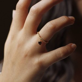 8 Ayar Altın Günlük Minimal Rose Yüzük Kalp Sallantılı TD85