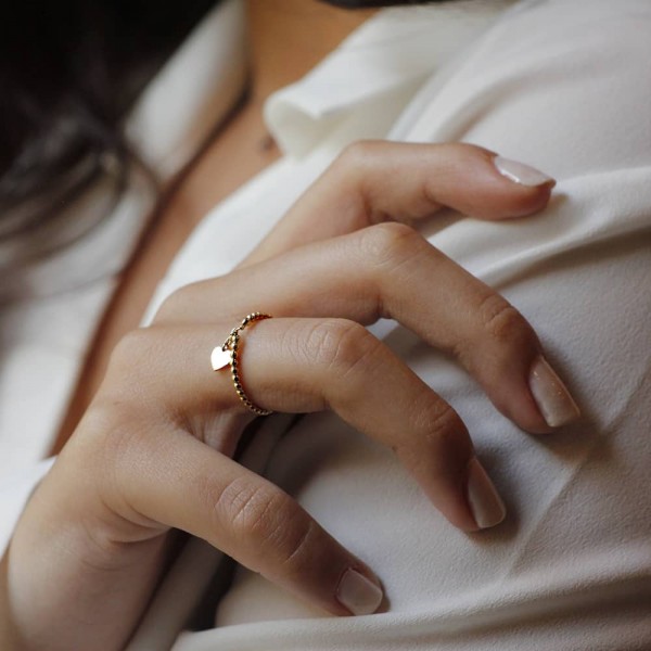 8 Ayar Altın Günlük Minimal Rose Yüzük Kalp Sallantılı TD85