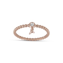 0,06 Karat Pırlantalı Günlük Minimal Harfli Yüzük TD145