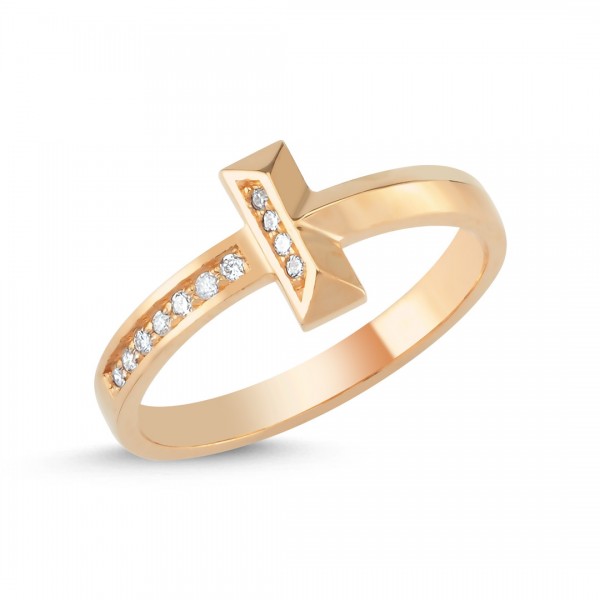 0,08 Karat Pırlantalı Günlük Minimal Altın Yüzük TD160