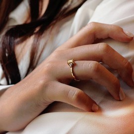 Günlük Minimal Pırlantalı Sarı Safir Yüzük TD150