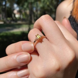 Günlük Minimal Pırlantalı Sarı Safir Yüzük TD150