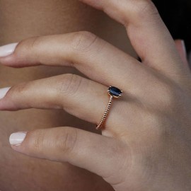 0,61 Karat Safir Günlük Minimal Rose Yüzük TD190