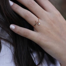 0,09 Karat Pırlanta Günlük Minimal S Harfli Yüzük TD170