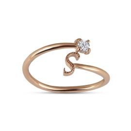 0,09 Karat Pırlanta Günlük Minimal S Harfli Yüzük TD170