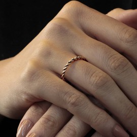 8 Ayar Altın Günlük Minimal Rose Yüzük TD75