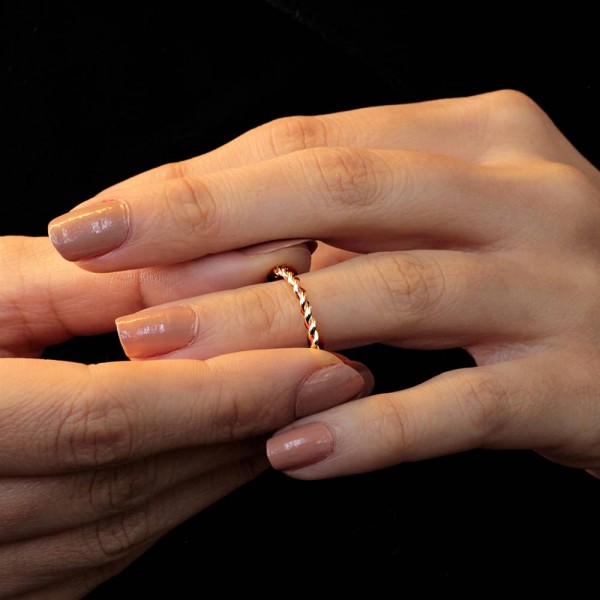 8 Ayar Altın Günlük Minimal Rose Yüzük TD75