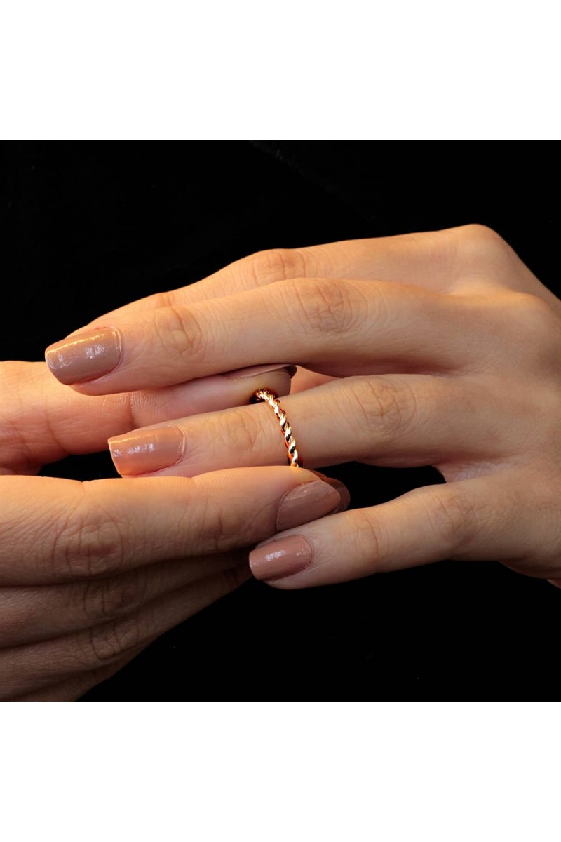 8 Ayar Altın Günlük Minimal Rose Yüzük TD75