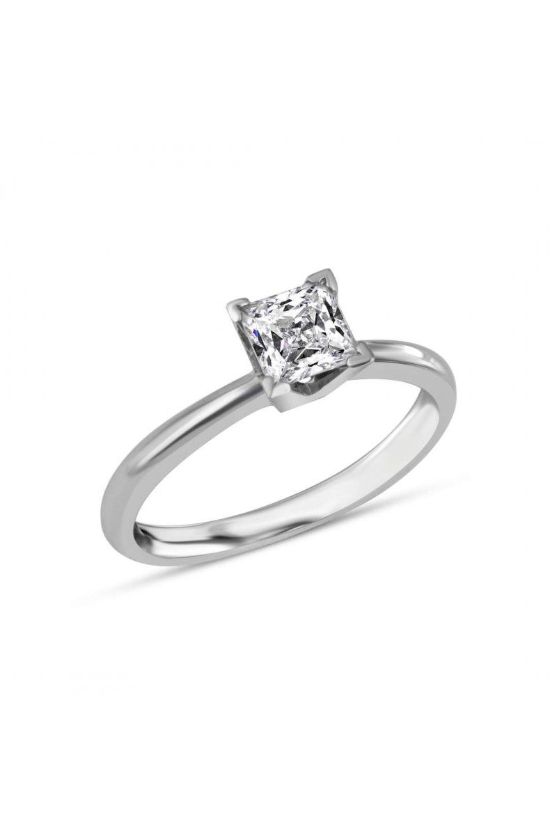 Pırlanta Tektaş Yüzük 1,00 Karat Pırlanta Prenses HRD Sertifikalı TD3650