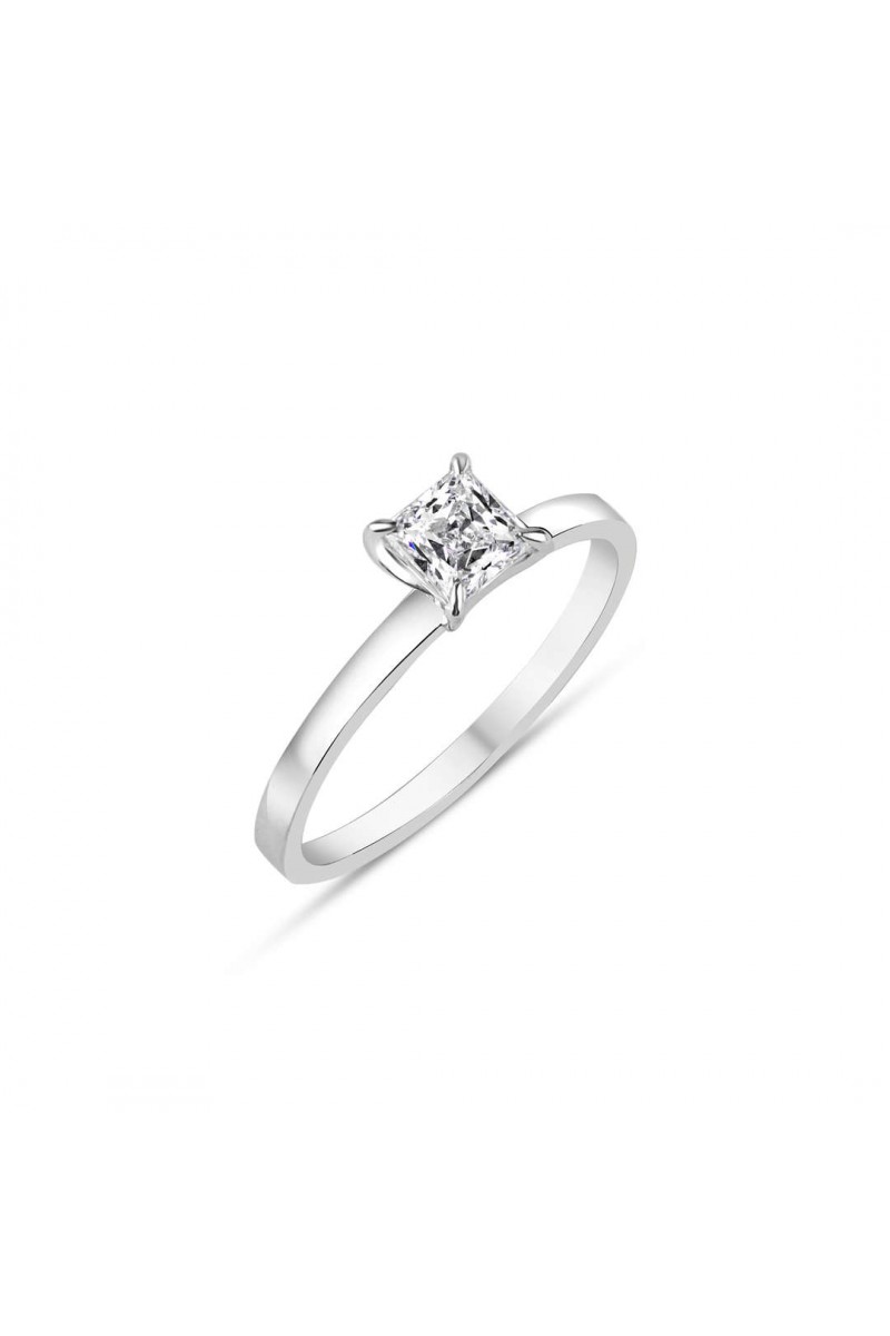 Pırlanta Tektaş Yüzük 0,50 Karat Prenses Kare HRD Sertifikalı TD1230