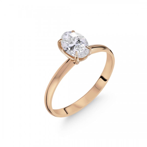 Pırlanta Tektaş Yüzük 0,50 Karat Oval TD1000