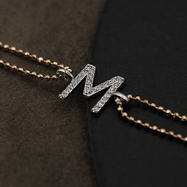 M Harf Pırlantalı Bileklik