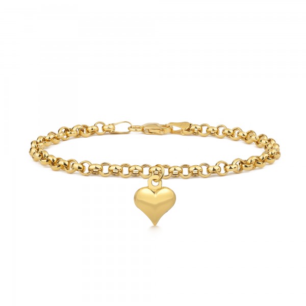 14 Ayar Altın Kalpli Doç Bileklik