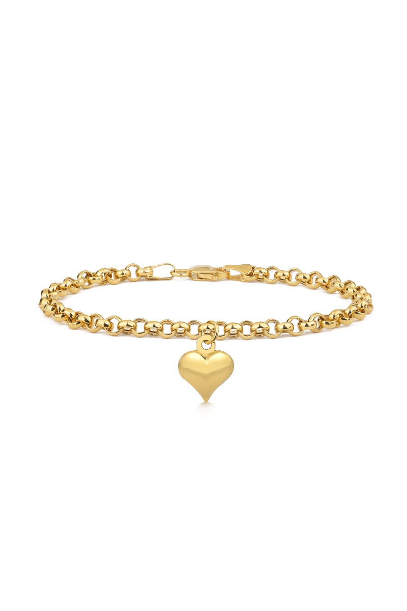 14 Ayar Altın Kalpli Doç Bileklik