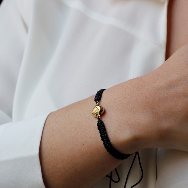 14 Ayar Altın İpli Kalp Bileklik