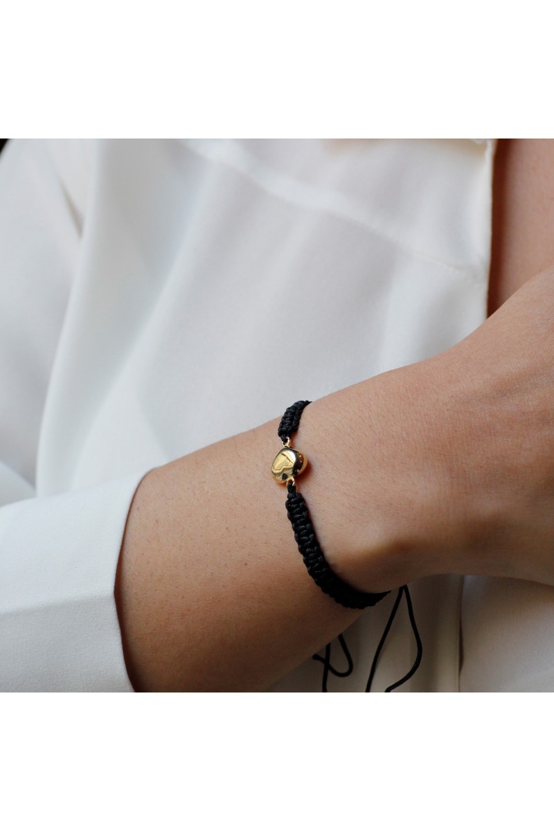 14 Ayar Altın İpli Kalp Bileklik